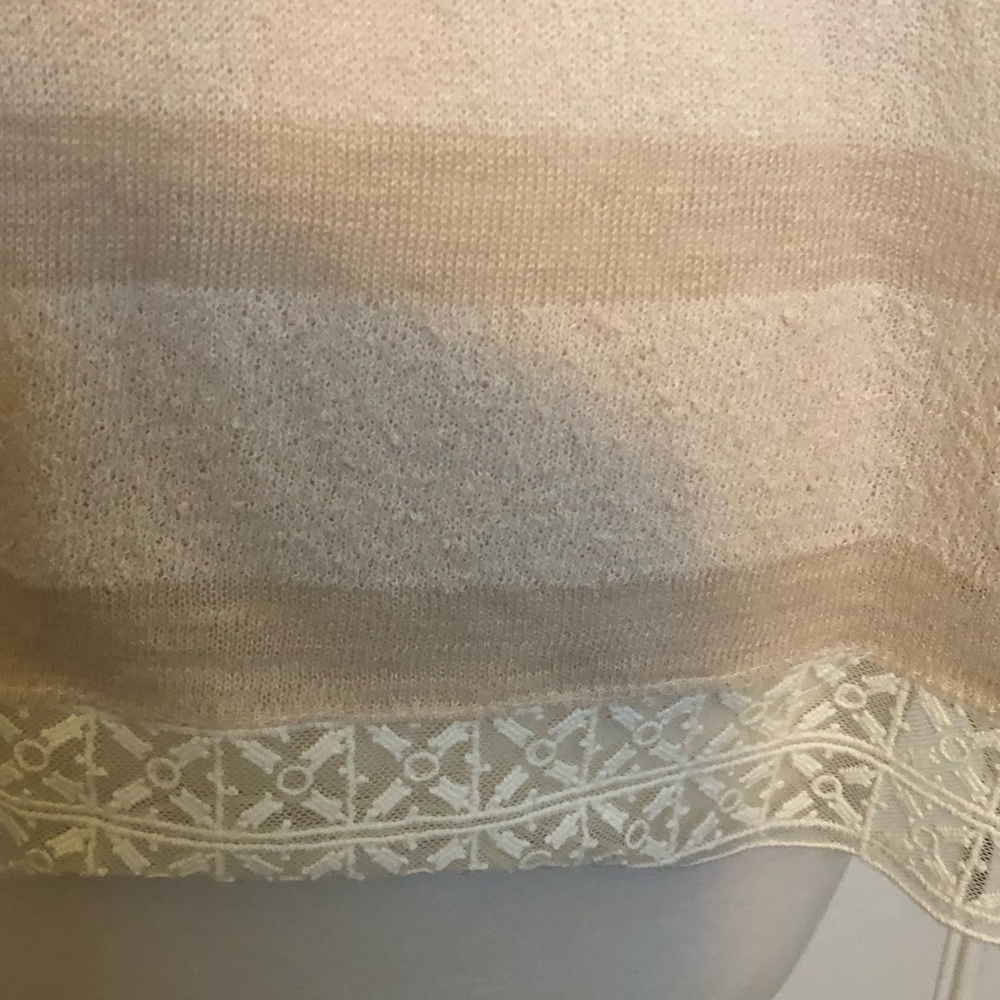 Free People cream color/tan large stripe/woven knit top.